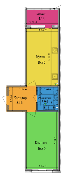 1-кімнатна 48.33 м² в ЖК LaLaLand від 29 500 грн/м², Київ