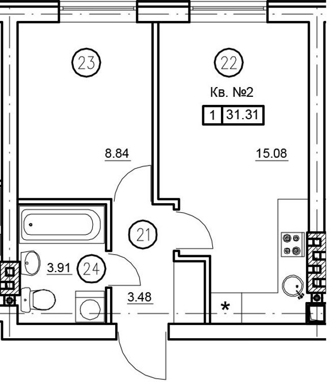 1-комнатная 31.31 м² в ЖК Уютный (ул. Сечевая, 31) от 27 900 грн/м², с. Софиевская Борщаговка