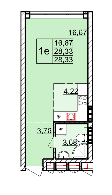 1-кімнатна 28.33 м² в ЖК Білий Шоколад від 17 750 грн/м², Львів