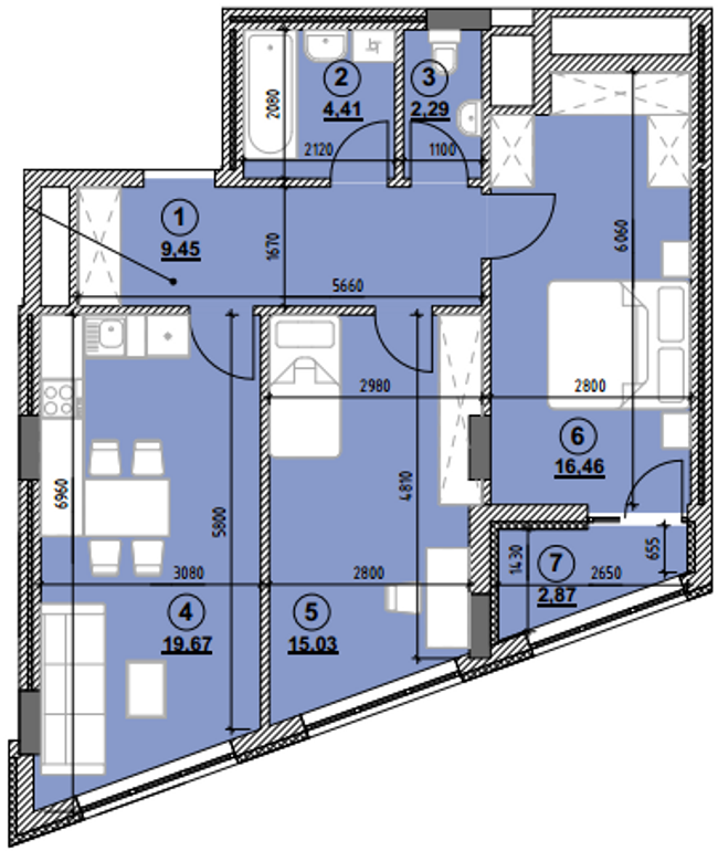 2-комнатная 70.18 м² в ЖК Голоські кручі от 28 700 грн/м², Львов