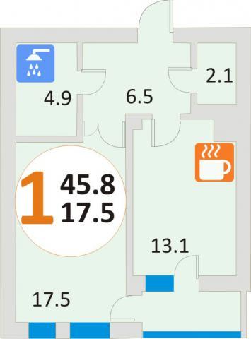 1-комнатная 45.8 м² в ЖК Эко-дом на Мечникова от застройщика, Львов