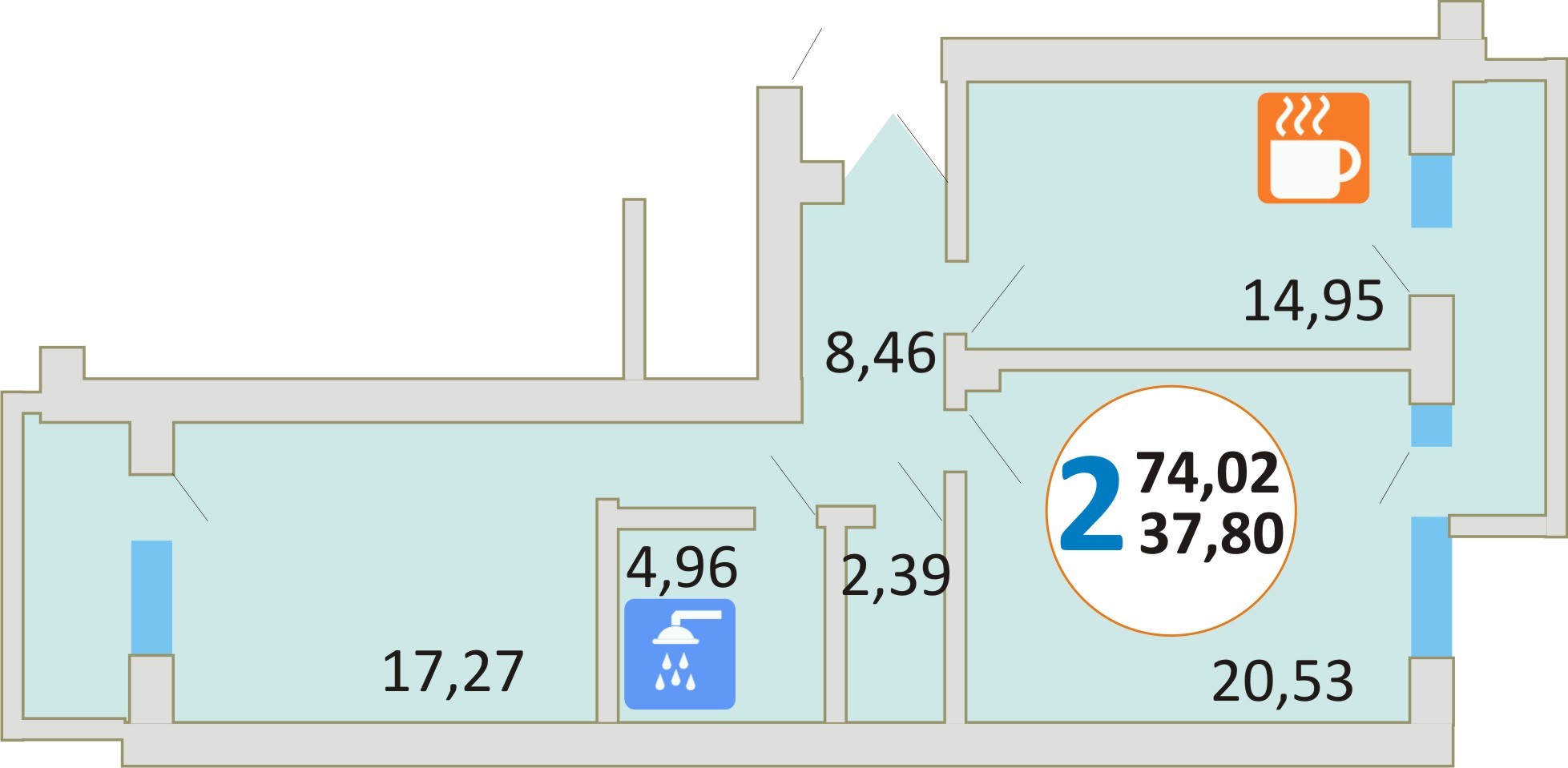 2-комнатная 74.02 м² в ЖК Эко-дом на Стрыйской от застройщика, Львов