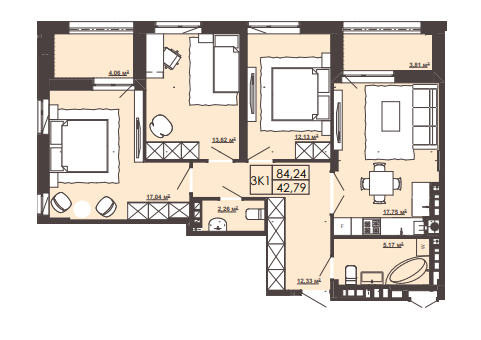 3-комнатная 84.24 м² в ЖК Леополь Таун от 18 100 грн/м², Львов