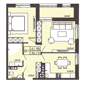 2-комнатная 61.98 м² в ЖК Леополь Таун от 16 500 грн/м², Львов