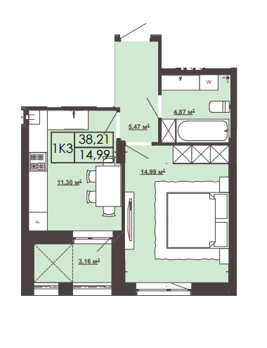 1-кімнатна 38.21 м² в ЖК Леополь Таун від забудовника, Львів