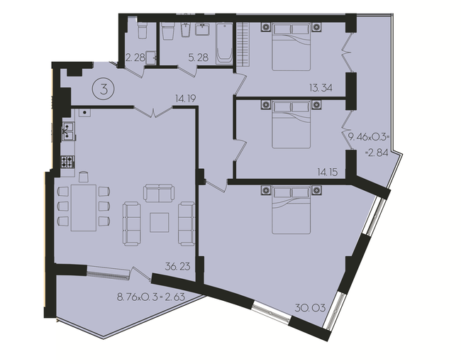 3-кімнатна 120.97 м² в ЖК на вул. Стуса, 39 від 26 550 грн/м², Львів