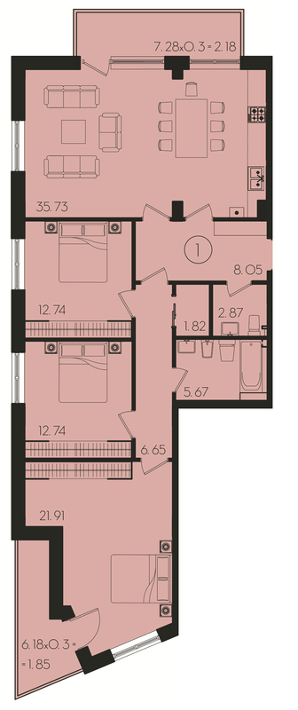 4-кімнатна 112.21 м² в ЖК на вул. Стуса, 39 від 26 550 грн/м², Львів