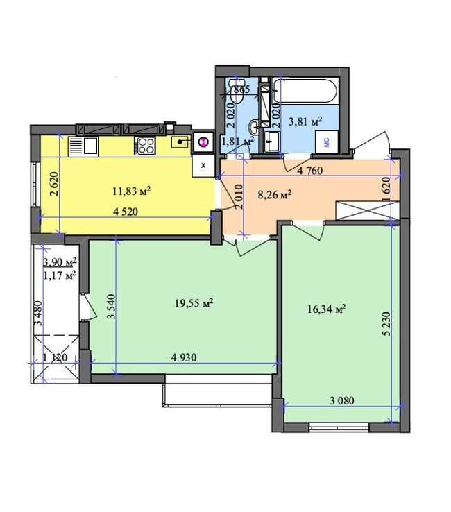 2-кімнатна 62.68 м² в ЖК на вул. Хлібна, 4 від забудовника, Львів