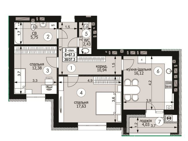 2-кімнатна 67.3 м² в ЖК на вул. Пасічна, 133А від 18 050 грн/м², Львів