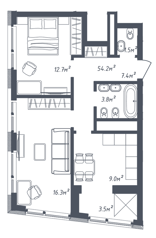 2-комнатная 54.2 м² в ЖК Там Там от 18 500 грн/м², Львов