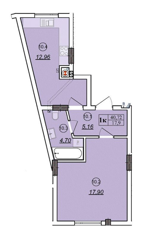 1-кімнатна 40.72 м² в ЖК вул. Довга, 30А від забудовника, Львів