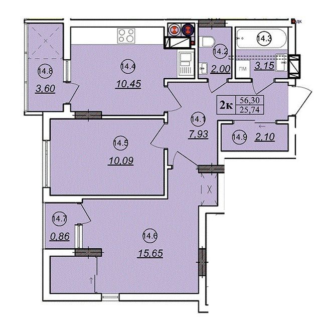 2-кімнатна 56.3 м² в ЖК вул. Довга, 30А від забудовника, Львів