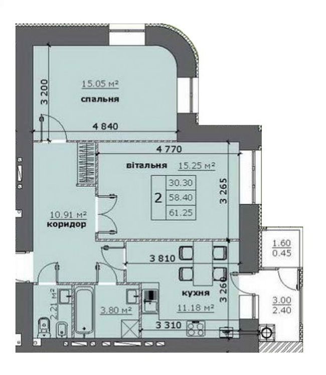 2-кімнатна 61.25 м² в ЖК на Стрийській від 16 000 грн/м², Львів