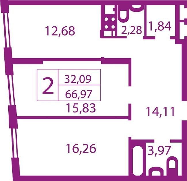 2-комнатная 66.97 м² в ЖК Счастливый от 20 000 грн/м², Львов