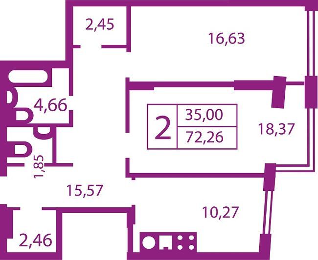 2-комнатная 72.26 м² в ЖК Счастливый от 16 200 грн/м², Львов