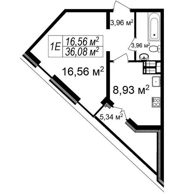 1-кімнатна 36.08 м² в ЖК Щасливий Platinum від 38 000 грн/м², Львів