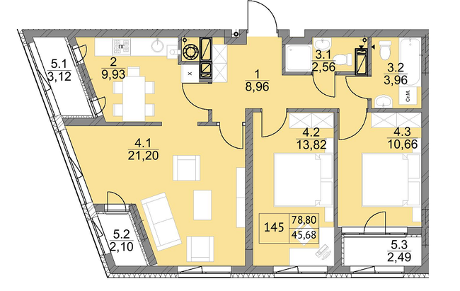 3-кімнатна 78.8 м² в ЖК Яскравий Львів від 20 900 грн/м², Львів