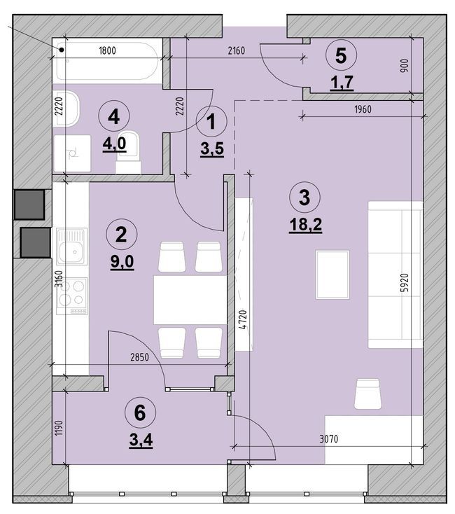 1-кімнатна 39.7 м² в ЖК Компаньйон від 14 350 грн/м², с. Сокільники