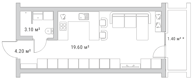 1-комнатная 28.3 м² в ЖК Standard One от 48 412 грн/м², Киев