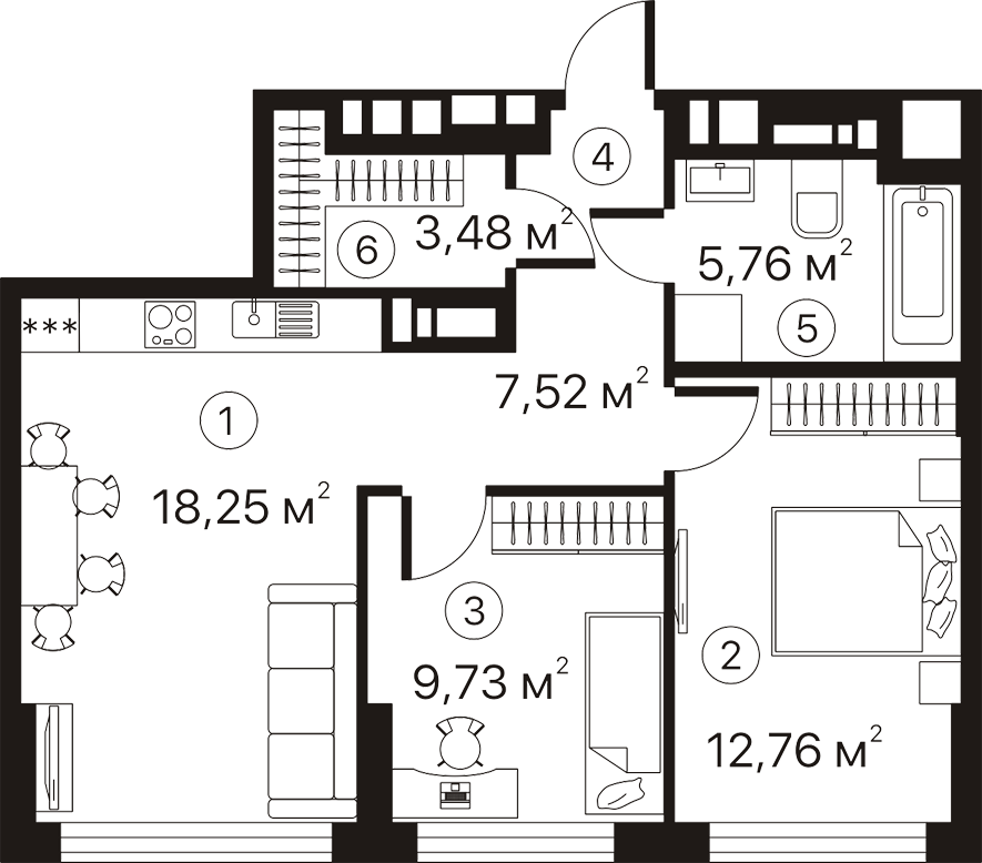 2-комнатная 57.5 м² в ЖК Terracotta от 16 450 грн/м², Киев