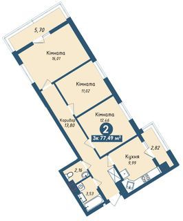 3-комнатная 77.49 м² в ЖК Kaiser Park от 20 550 грн/м², Львов