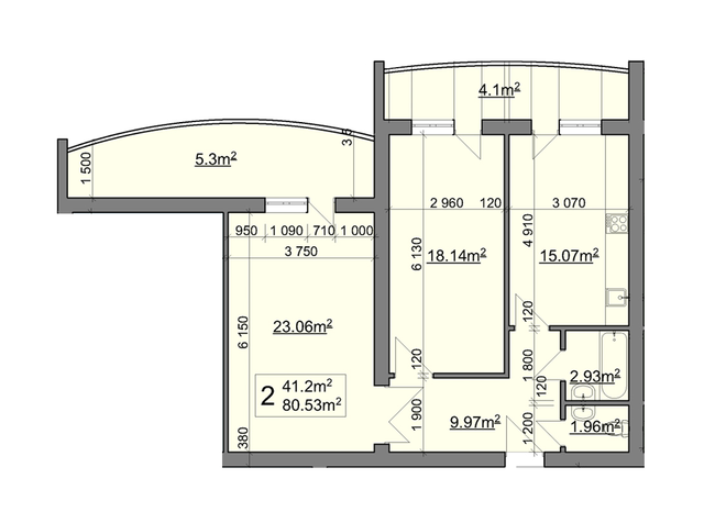 2-кімнатна 80.53 м² в ЖК Надбужанський від забудовника, м. Буськ