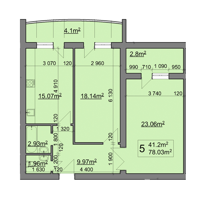 2-комнатная 78.03 м² в ЖК Надбужанський от застройщика, г. Буск