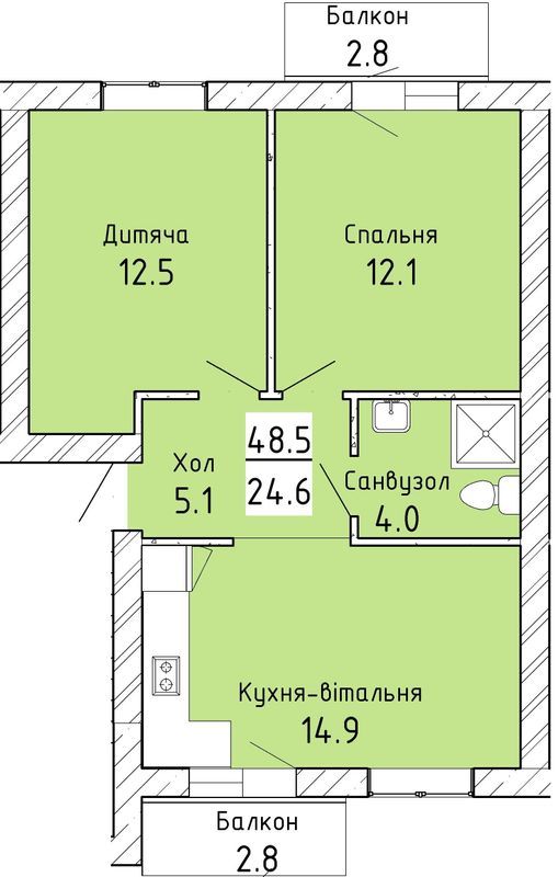 2-комнатная 48.5 м² в ЖК Lemberg от 10 050 грн/м², с. Ременов