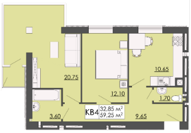 2-комнатная 59.25 м² в ЖК Родинна казка от 12 000 грн/м², пгт Запытов