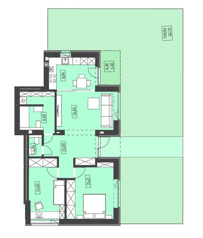 3-комнатная 77.28 м² в ЖК Святой Николай от 13 000 грн/м², г. Бобрка