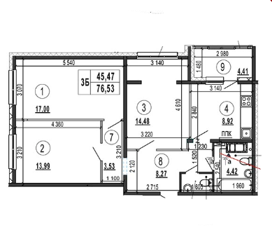 3-комнатная 76.53 м² в ЖК Эврика от 16 779 грн/м², Киев