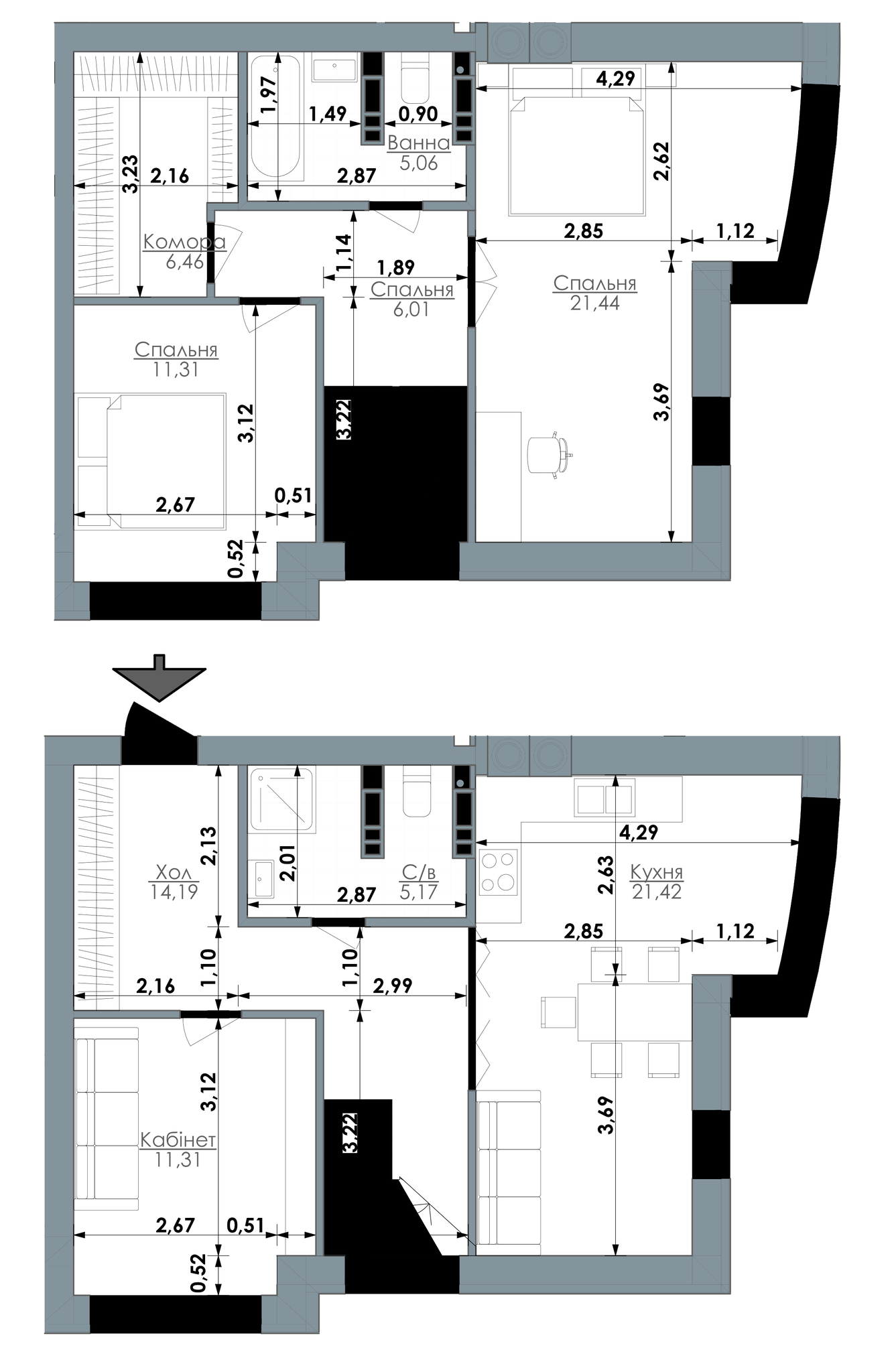 Двухуровневая 102.37 м² в ЖК Bavaria City от 12 000 грн/м², с. Крюковщина