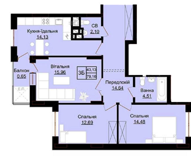 3-кімнатна 79.16 м² в ЖК Престиж Холл від 11 600 грн/м², м. Стрий