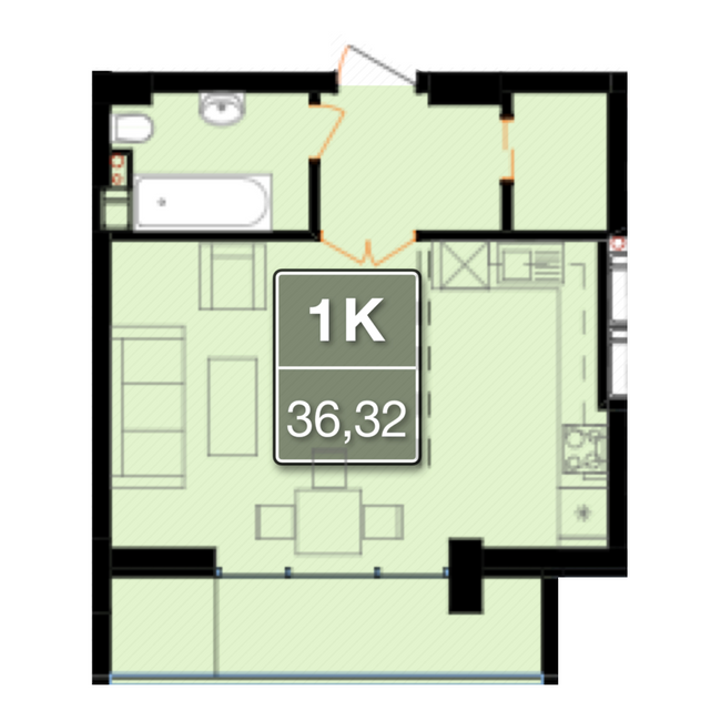 1-комнатная 36.32 м² в ЖК Смарагдові вежі от застройщика, Ивано-Франковск