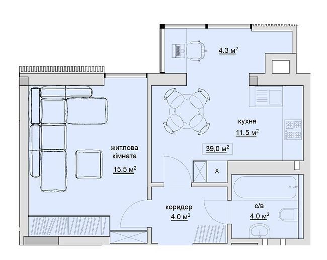 1-кімнатна 39 м² в ЖК Grand Village від 18 350 грн/м², с. Сокільники