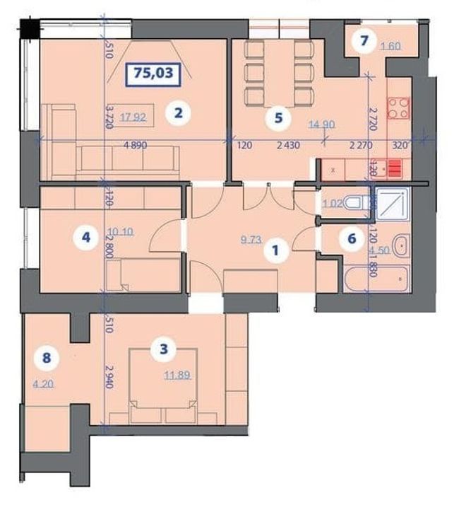 3-комнатная 75.03 м² в ЖК Квартал Галицкий от 13 200 грн/м², Ивано-Франковск