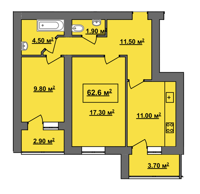 2-комнатная 62.6 м² в ЖК Княгинин Парк от 12 800 грн/м², Ивано-Франковск