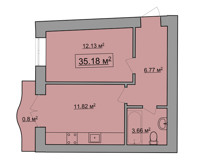 1-комнатная 35.18 м² в ЖК им. Яна от застройщика, Ивано-Франковск