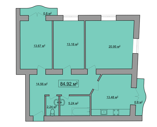 3-комнатная 84.92 м² в ЖК им. Яна от 16 100 грн/м², Ивано-Франковск