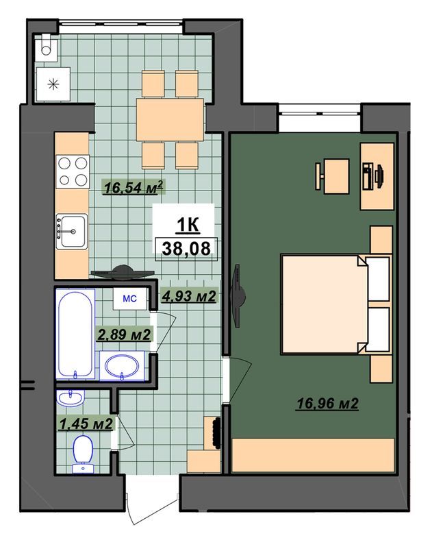 1-кімнатна 38.08 м² в ЖК Гетьманський від 12 800 грн/м², Івано-Франківськ