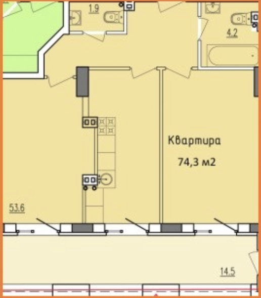 2-комнатная 74.3 м² в ЖК Victory Hall от 18 500 грн/м², Днепр