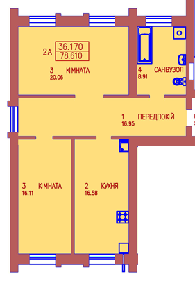 3-кімнатна 78.6 м² в ЖК Сонячний від забудовника, Івано-Франківськ
