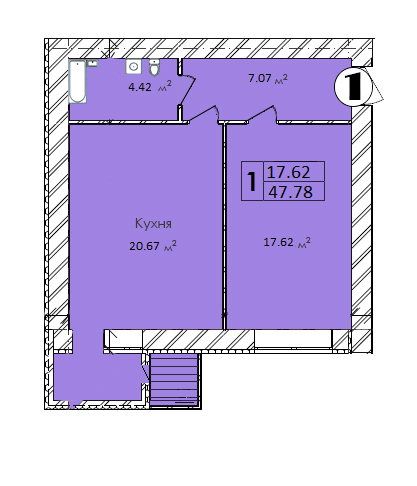 1-кімнатна 47.78 м² в ЖК Мрія Золочів від 11 800 грн/м², м. Золочів