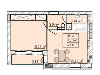 1-комнатная 42.14 м² в ЖК Сонячні Пагорби от 14 000 грн/м², г. Пустомыты