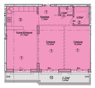 2-кімнатна 77 м² в КБ Rezydencja Zalizna Voda від 47 200 грн/м², Львів