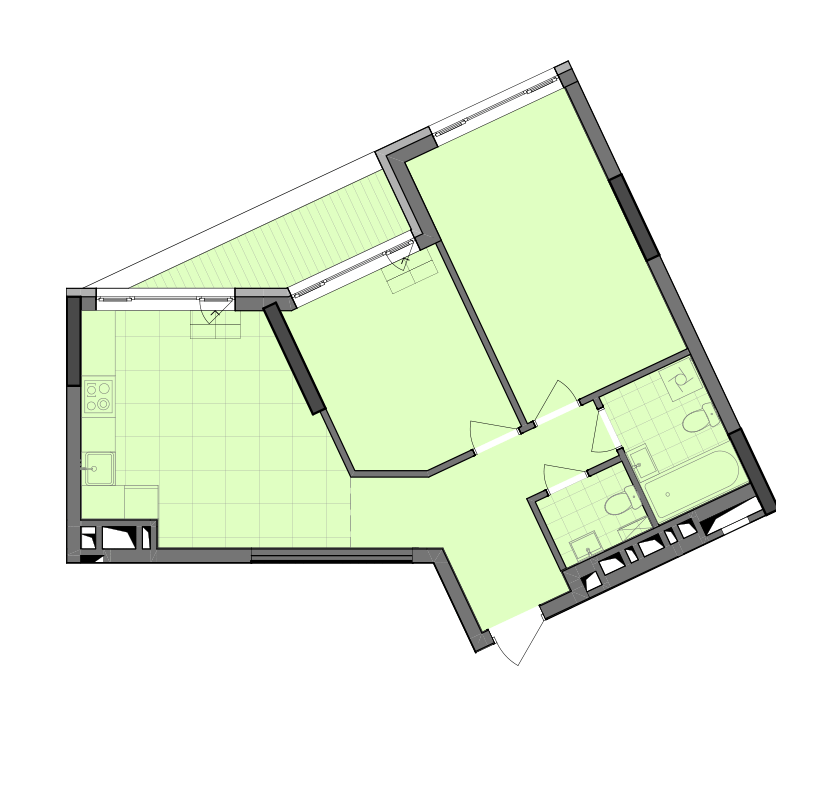 2-кімнатна 61.74 м² в ЖК Dibrova Park від 25 309 грн/м², Київ