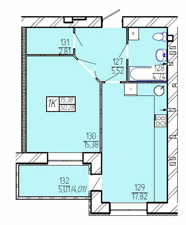 1-кімнатна 50.28 м² в ЖК Гармонія-3 від 12 500 грн/м², Хмельницький