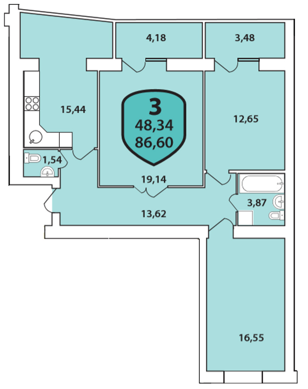 3-комнатная 86.6 м² в ЖК Олимпийский от 16 500 грн/м², Хмельницкий