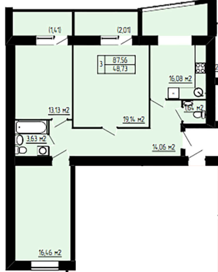 3-кімнатна 87.56 м² в ЖК Амстердам від забудовника, Хмельницький