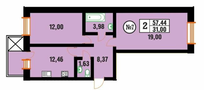 2-кімнатна 57.44 м² в ЖК Центральний від 10 700 грн/м², м. Красилів